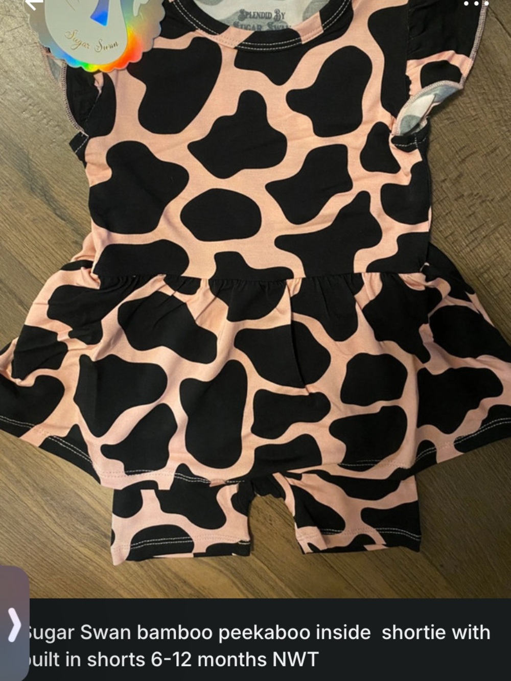 Sugar Swan bamboo peekaboo shortie with built in shorts NWT 6-12 months